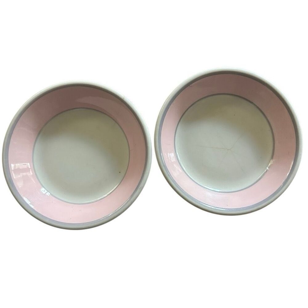 2 Jackson China 4 3/4” Pink Rimmed Bowls